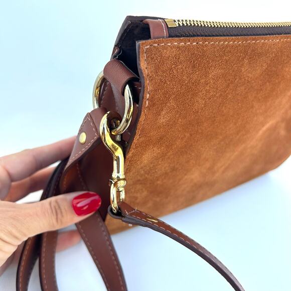 Kendall Conrad Crossbody Purse Camel Suede Quiet Luxury Minimalist Bag Tan - Picture 4 of 10